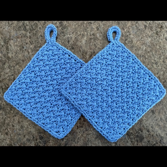 Pair Handmade Dishcloths w/Hanging Loop 100% Cotton CHOOSE COLOR! Hand Crocheted - Picture 9 of 15
